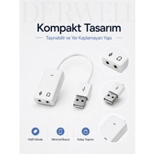 Derwell USB Ses Kartı Çift 3.5 mm Aux Girişli Mikrofon Kulaklık Ayırıcı Dönüştürücü Çoklayıcı Adaptör Pc Laptop Uyumlu Harici Mikrofon Girişi ve Kulaklık Çıkışı Net Pratik Ses Aktarım Aparatı