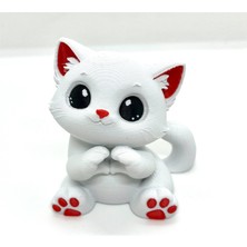 3D Home Sevimli Beyaz Kedi 3D Figürü