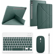 Turotto Galaxy Tab S9 Fe Plus SM-X610 Ile Uyumlu Standlı Kılıf Dokunmatik Kalem ve Klavye Mouse Set