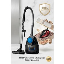 Philips Powerpro City FC9332/07 Pet Başlıklı Süpürge ve Azur 7000 DST7022/40 Ütü Çeyiz Paketi