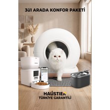 Haustier Akıllı Wifi Uygulamalı Otomatik Kedi Tuvaleti, Akıllı Mama Kabı, Kedi Su Sebili 3'lü Set