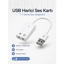Derwell USB Ses Kartı Çift 3.5 mm Aux Girişli Mikrofon Kulaklık Ayırıcı Dönüştürücü Çoklayıcı Adaptör Pc Laptop Uyumlu Harici Mikrofon Girişi ve Kulaklık Çıkışı Net Pratik Ses Aktarım Aparatı