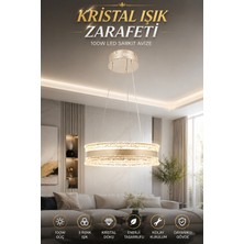 Elvora Home Modern (Premium) Ledli 100W 3 Renk Kristal Taş Sarkıt Avize Gold Kum Beji Salon Oturma Odası Avizesi Modelleri