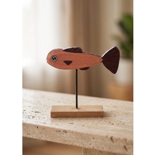 The Mia Retro Ahşap Balık Figürlü Masaüstü Obje 14 cm