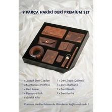 Cüzcan 9 Parça Lacivert Hakiki Deri Premium Kişiye Özel Erkek Hediye Seti - Babalar Günü Özel Kutulu