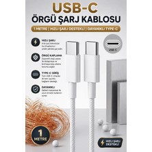 ArmoniaVital USB-C Örgü Şarj Kablosu 1 Metre Hızlı Şarj Destekli Dayanıklı Type-C Kablo Tüm Telefonlarla Uyumlu