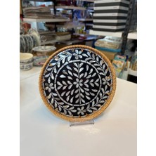 Sever Siyah Sedefli Yuvarlak Tepsi 30CM