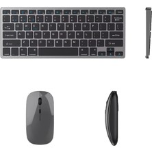 Belle Fusion Mey Ithalat® Kablosuz Bluetooth Klavye Mouse Seti Şarjlı Tablet Laptop Uyumlu