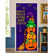Promisebackdrop2 190X75CM Lastikli Kapı Süsü, Kumaş Kapı Giydirme, Hocus Pocus Everybody Focus, Sınıf Kapısı, Okul Etkinlik Kapı Süsü
