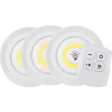 Uzman Toptan Mey Ithalat® LED Lamba 3'lü Uzaktan Kumandalı Yapışkanlı