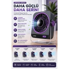 Kılıforyum Turbo Buz Etkili Masaüstü Fan | 5 Kademeli Sessiz Mini Vantilatör | Metal Soğutma Bloğu | 180° Ayarlanabilir | Dahili Bataryalı USB Şarjlı