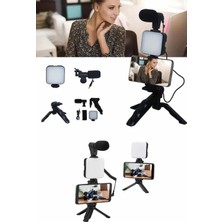 Uzman Toptan Mey Ithalat® Telefon Tutucu Mikrofonlu Işıklı Youtuber Video Kayıt