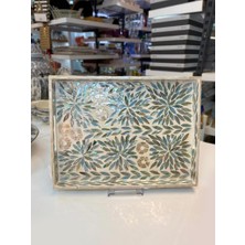 Sever Turkuaz Sedefli Dikdörtgen Tepsi 40X30CM