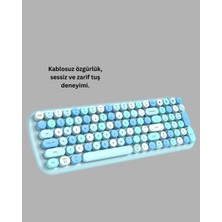 Uzman Toptan Mey Ithalat® Kablosuz Retro Klavye ve Mouse Seti – 104 Tuşlu Sevimli Tasarım