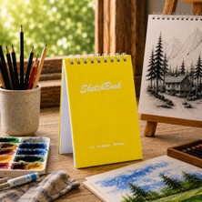A6 Sert Kapaklı Eskiz Defteri 200 Gr. 30 Yaprak (60 Sayfa) 10,5 x 14,8 cm Sketchbook
