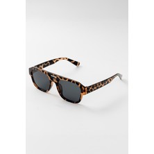Ren Eyewear Vasta Kadın Güneş Gözlüğü Oversize Büyük Camlı Leopar Desenli 55 Ekartman Çift Köprülü Modern