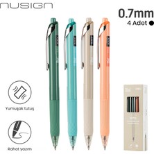 Nusign 0.7 mm Jel Kalem Siyah Mürekkep Ergonomik Yazım Kalemi 4'lü