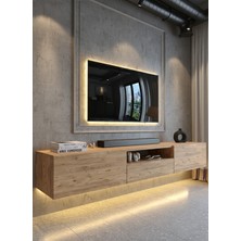 Online Fırsat Mutlu Ol Mutlu Kal Karnaval Ledli Duvara Monte Tv Sehpası 180 cm - Çam - DM1006-6