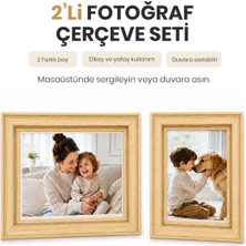 Vusign Vusıgn  Mdf Ahşap Kabartmalı Çerçeve Masaüstü ve Duvar Askılı Fotoğraf Çerçevesi 2'li Set
