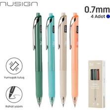 Nusign 0.7 mm Jel Kalem Mavi Mürekkep Ergonomik Yazım Kalemi 4'lü