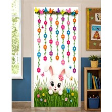 Promisebackdrop2 190X75CM Lastikli Kapı Süsü, Kumaş Kapı Giydirme, Sevimli Tavşan Temalı, Sınıf Kapısı, Okul Etkinlik Kapı Süsü