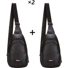 Sannora Bags Siyah Deri Unisex Çapraz Askılı Çanta Göğüs Çanta Kulaklık Çıkışlı Omuz Çanta Günlük Tek Kol