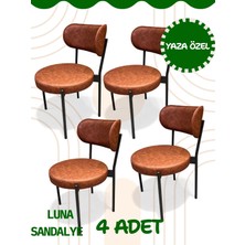 Moni Tasarım Luna Sandalye - 4 Lü Set Metal Ayaklı Sandalye - Siyah Metal Ayak Yeşil Deri - Yüksek Taşıma Kapasitesi
