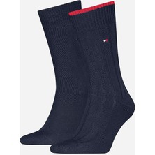 Tommy Hilfiger Structured Ribbed 2 Pack Socks Navy Kalın Pamuklu Uzun Çorap 2 Li Pkt Lacivert