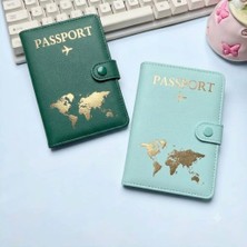 Beypa Pasaport Kılıfı Harita Desenli-Tokalı Çift 2 Li