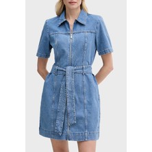 Calvin Klein Belted Shırt Dress Radıo Blues