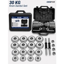 Ckspor 30 kg Krom Dambıl Seti Çantalı Döküm Plaka Dambıl Ağırlık Seti  CKS420