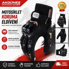Akgüneş Motogaraj Siyah Uzun 4 Mevsim Motosiklet Eldiveni Korumalı Dokunmatik Ekran Uyumlu Unisex