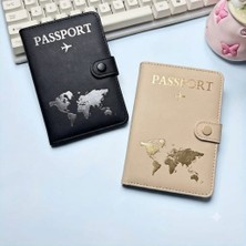 Beypa Pasaport Kılıfı Harita Desenli-Tokalı Çift 2 Li