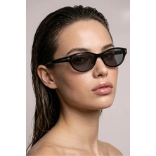 Ren Eyewear Tessa Kadın Güneş Gözlüğü Oval Kedi Gözü Siyah 50 Ekartman Gold Detaylı Yeni Sezon