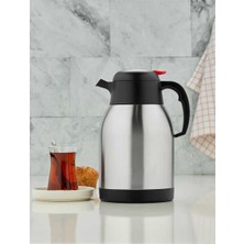 Oms Collection - Gastro 2 Parça Paslanmaz Çelik 2 Litre Pratik Ofis Termos ( 8500 - Gümüş )
