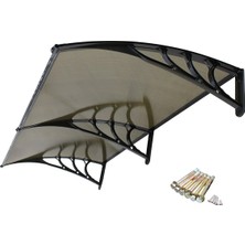 Empressco Kapı Üstü Pratik Sundurma 240 cm x 80 cm Siyah Ayak -Bronz Levha
