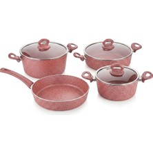Aşkana 7 Parça Premium Granit Tencere Seti 26 cm Yapışmaz Tencere Tava Seti Cam Kapaklı Bpa Free