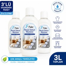 Fakir Beyaz Sabun Mucizesi Çok Amaçlı Temizleyici 1 Litre x 3 – Halı, Koltuk, Perde, Sert Zemin ve Hassas