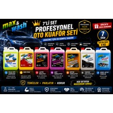 Max&wash 7'li Profesyonel Oto Kuaför Seti 7x4 kg | Cilalı Oto Şampuan + Hızlı Cila + Lastik Parlatıcı + Jant Temizleyici + Motor Temizleyici + Torpido Parlatıcı + Genel Detay Temizleyici