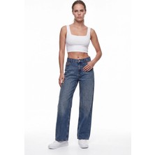 Cemo Kadın Yüksek Bel Wide Leg Jean Pantolon