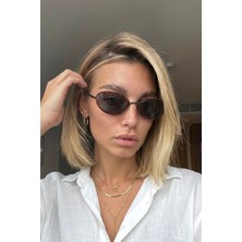 Ren Eyewear Livela Küçük Oval Güneş Gözlüğü Ince Metal Çerçeveli Kahverengi Leopar Detaylı Clean Girl UV400