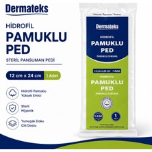 Dermateks Hidrofil Pamuklu Ped 12×24CM Steril Pansuman Pedi (100 Adet)