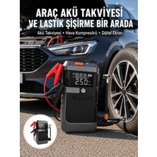 Meks Araç Için 4 Fonksiyonlu Akü Takviye ve Lastik Şişirme Cihazı Yeni Nesil - HEP-5753-9853