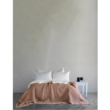 Dantela Cedric Dolgulu Yıkamalı %100 Pamuk Çift Kişilik Yatak Örtüsü & Pike 230x240 Cm Somon