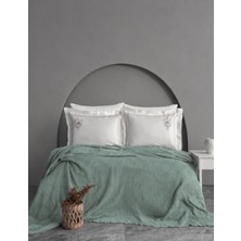 Dantela Garden Nakışlı EL-İŞİ Kırlent & Örtü Takımı - Mint