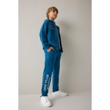 DeFacto Regular Jogger Fit Baskılı İndigo Eşofman Altı Erkek Çocuk H9900A826AU