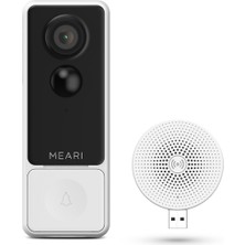 Meari B1 Kablosuz Wi-Fi Şarjlı Akıllı Görüntülü Kapı Zili | 2k 3mp, IP65, 5200MAH, Zil Sesi Ünitesi Dahil