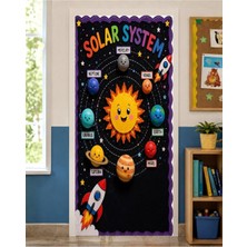 Promisebackdrop2 190X75CM Lastikli Kapı Süsü, Kumaş Kapı Giydirme, Solar System, Sınıf Kapısı, Okul Etkinlik Kapı Süsü