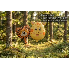 Çavuş E-Ticaret Hayvan Figürlü Safari Set Zürafa , Kaplan 2li  Folyo Balon Set Safari Doğum Günü Konseptli Folyo Balon Parti Set