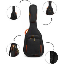 Erga Müzik Profesyonel Gigbag Kalın Klasik Gitar Kılıfı-Çantası - Siyah - TURUNCU1900 Denye Lüx Kumaş - %100 Su Geçirmez